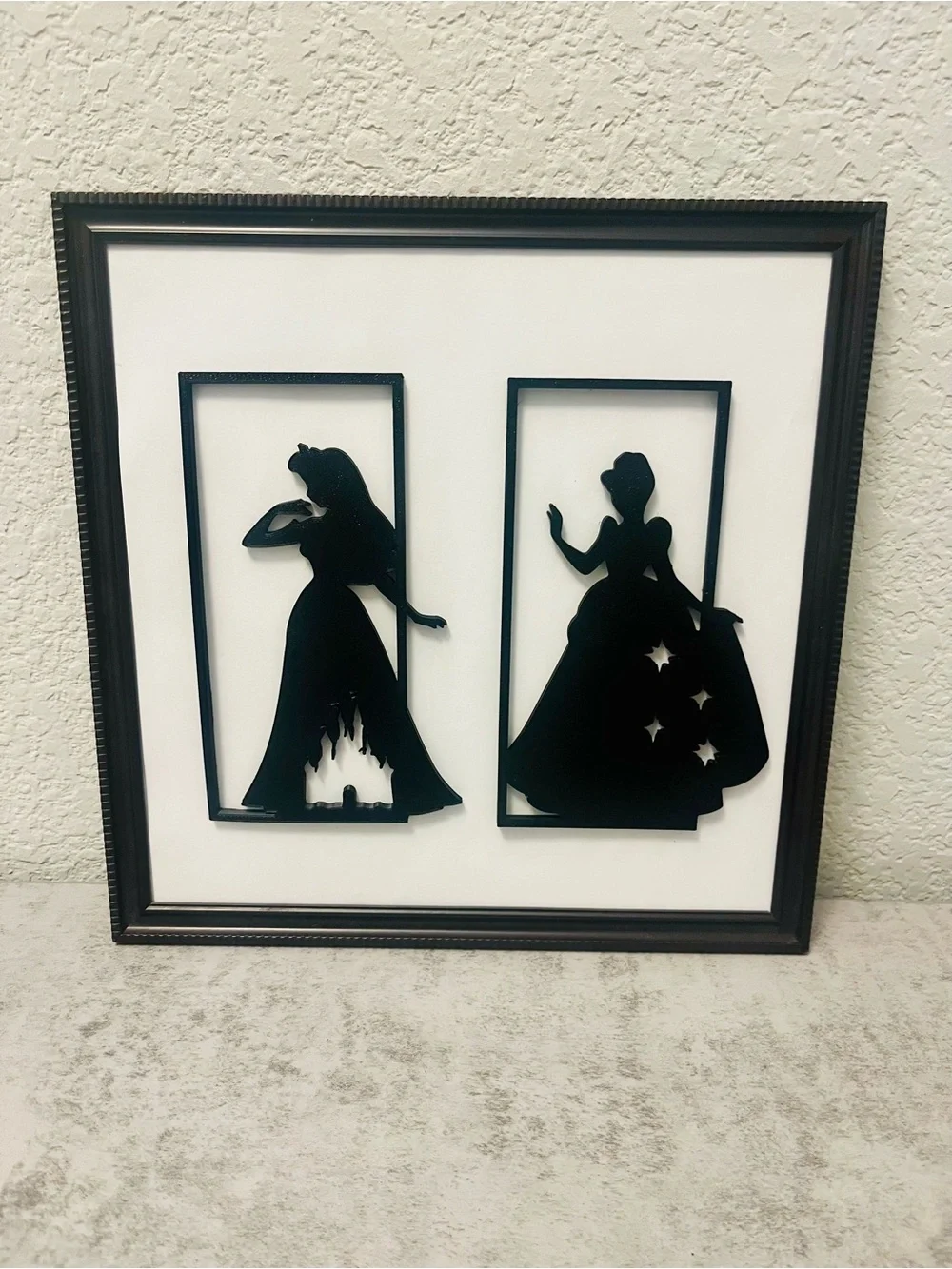 Black Silhouette Princess Wall Art - Framed Home Wall Decor